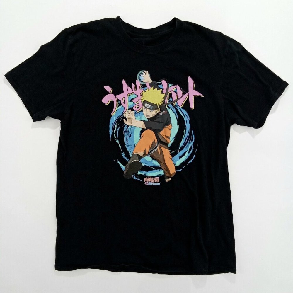 Vintage Naruto Shippuden Collection Shonen Jump Men's T Shirt Size L Anime Black